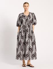 Albaray Mono Palm Tie-Neck Maxi Dress