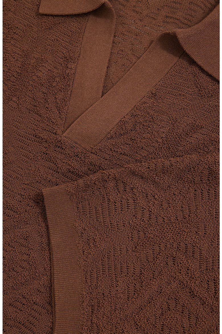 Banks Johnny Collar Textured Polo Sweater, Alternate, color, TOBACCO