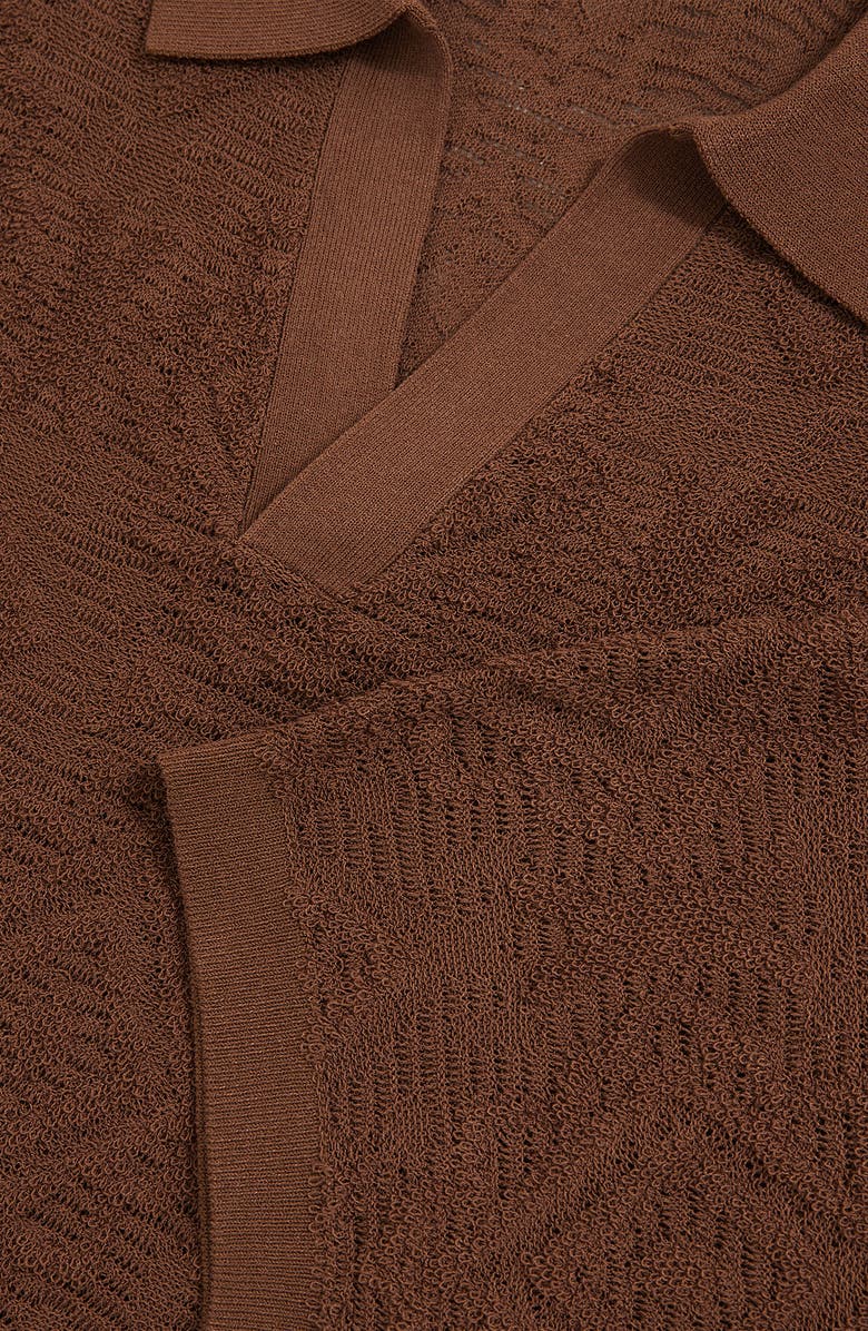 Reiss Banks Johnny Collar Textured Polo Sweater, Alternate, color, Tobacco