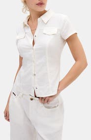 BDG Urban Outfitters Polly Linen Blend Button-Up Top