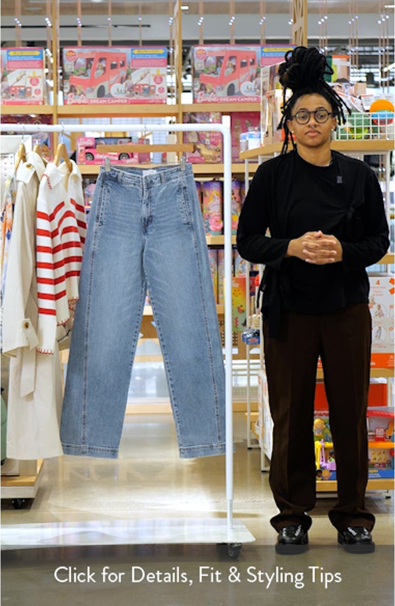 High Waist Side Panel Ankle Barrel Leg Jeans, sales video thumbnail