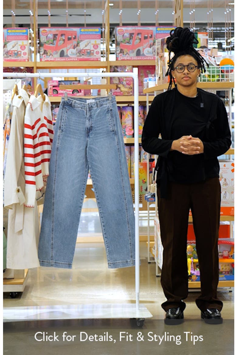 High Waist Side Panel Ankle Barrel Leg Jeans video
