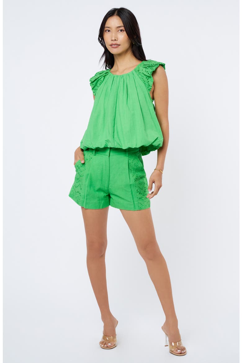 Zelda Scallop Eyelet Shorts, Alternate, color, GREEN