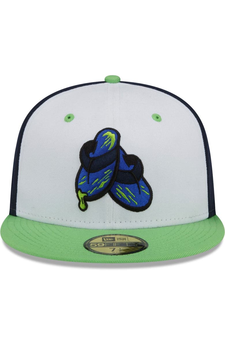 New Era Men's New Era White/Green Durham Bulls Shower Shoes Theme Night 59FIFTY Fitted Hat, Alternate, color, 
