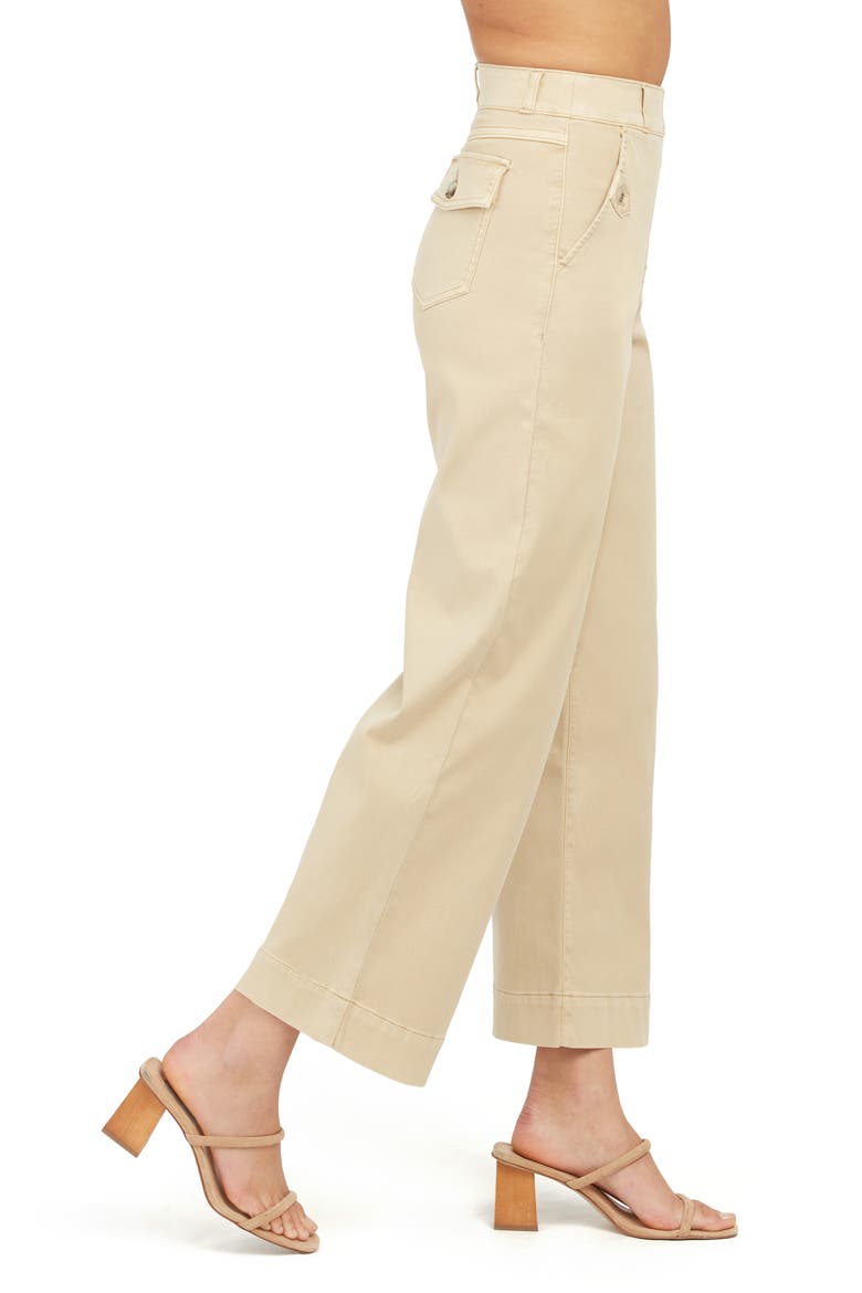 Stretch Twill Wide Leg Crop Pants, Alternate, color, ALMOND