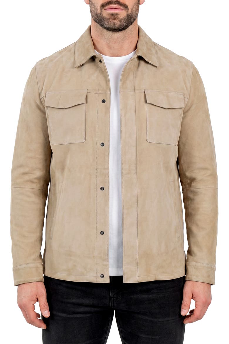 Leather Shirt Jacket, Main, color, BEIGE