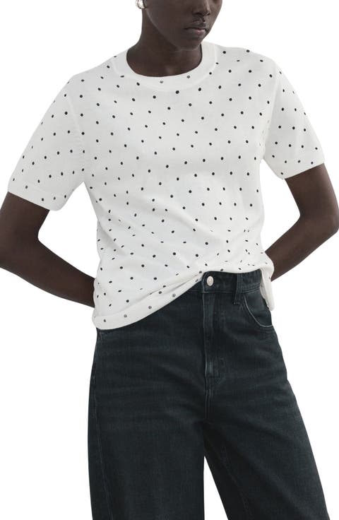 Polka Dot Short Sleeve Sweater (Regular & Plus)