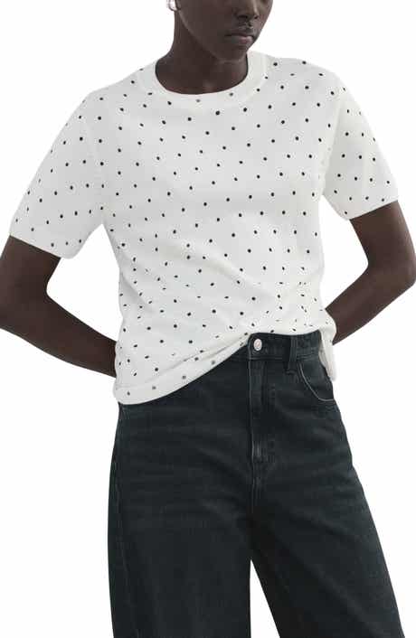 Polka Dot Short Sleeve Sweater