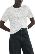 MANGO Polka Dot Short Sleeve Sweater