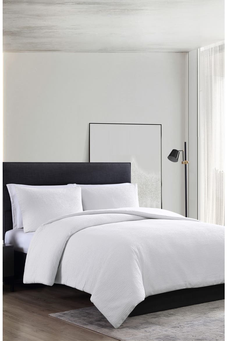 Waffle Piqué Comforter & Shams Set, Main, color, WHITE