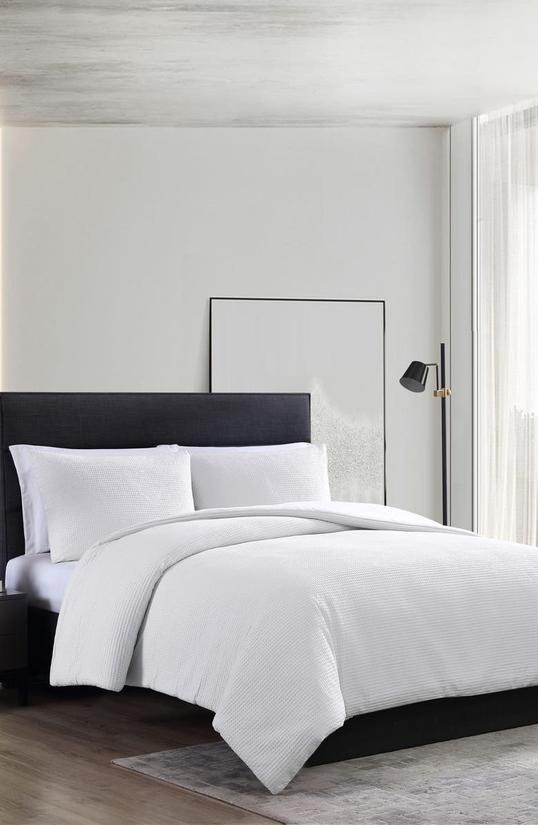 Vera Wang Waffle Piqué Comforter & Shams Set, Main, color, White