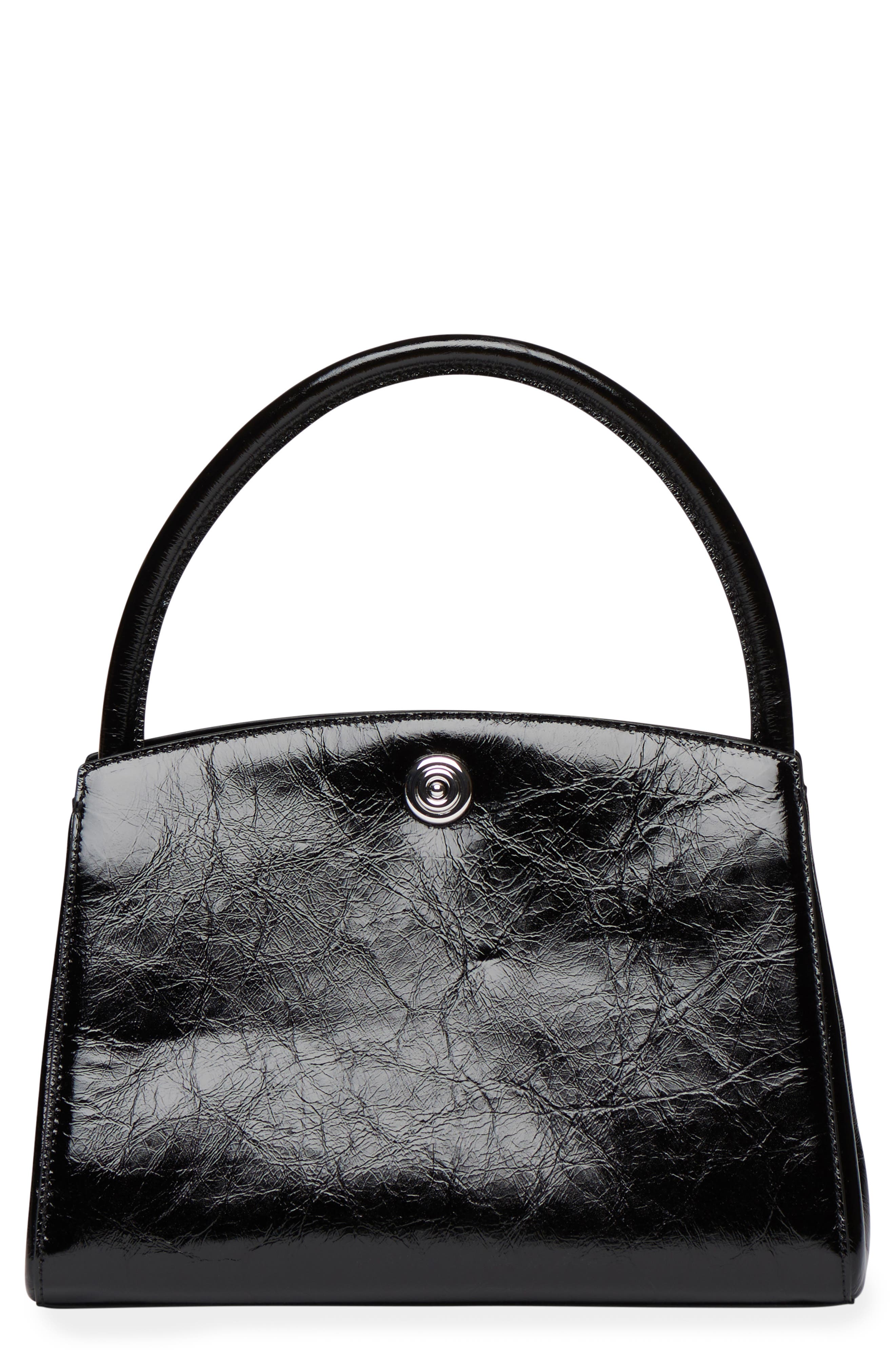 LIFFNER Pushlock Leather Shoulder Bag, Main, color, Black