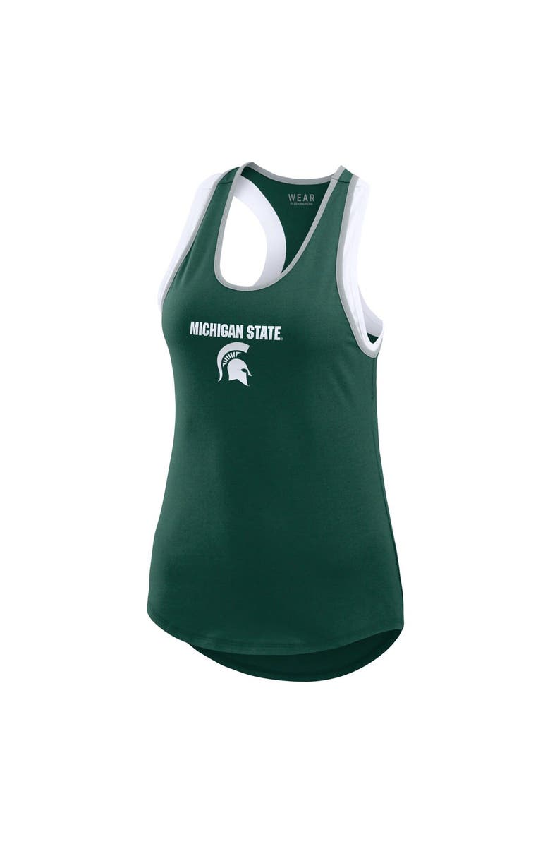 WEAR by Erin Andrews Women's WEAR by Erin Andrews Green Michigan State Spartans Open Hole Razorback Tank Top, Alternate, color, Green