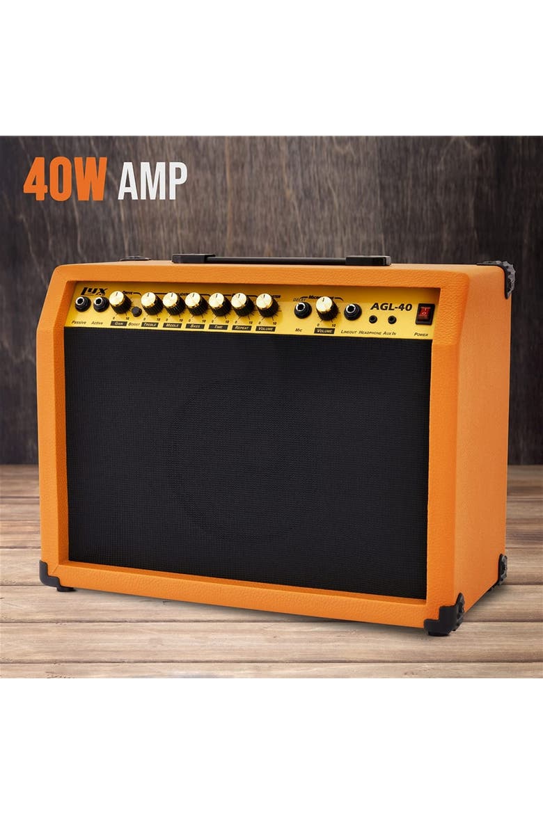 40 Watt Electric Guitar Amplifier with 8, 4-Ohm Speaker, Microphone Inputs & More, Alternate, color, Mahogany