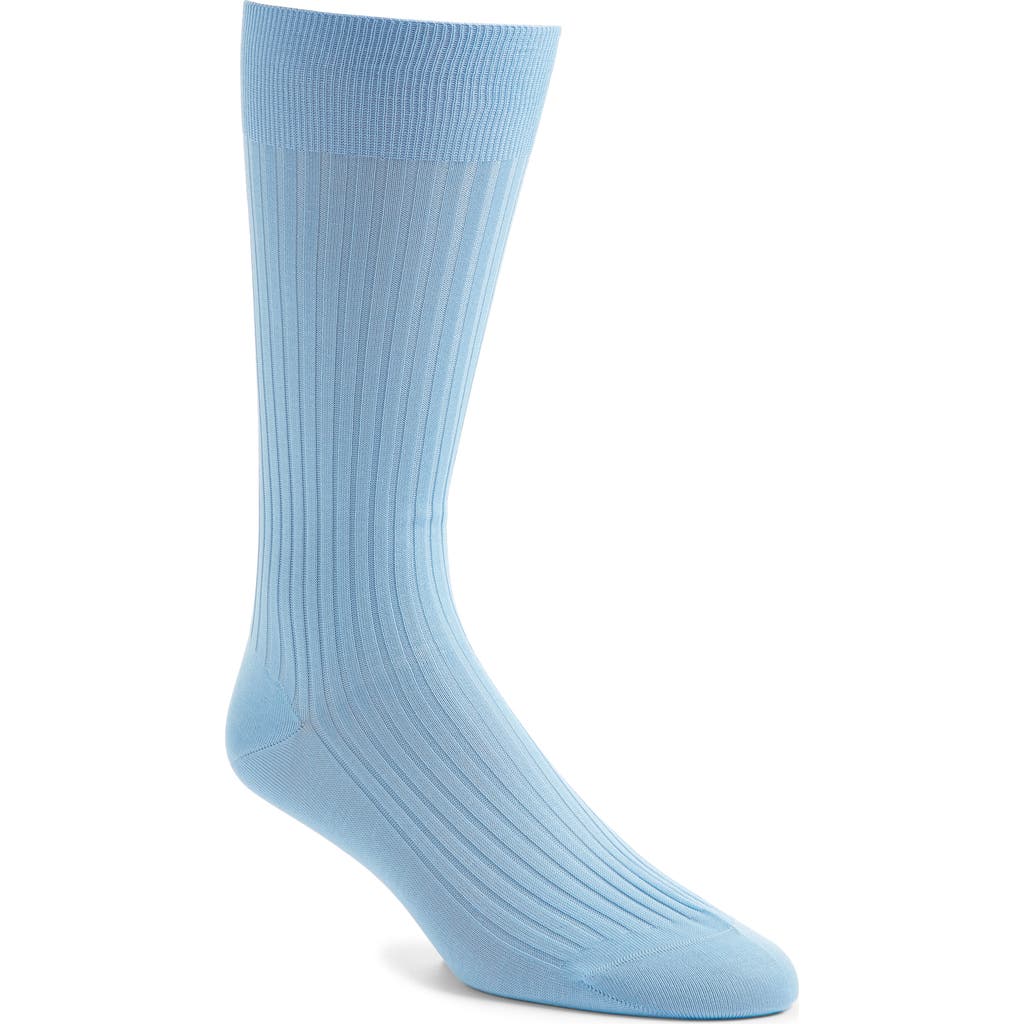 Pantherella Cotton Blend Mid Calf Dress Socks In Sea Blue