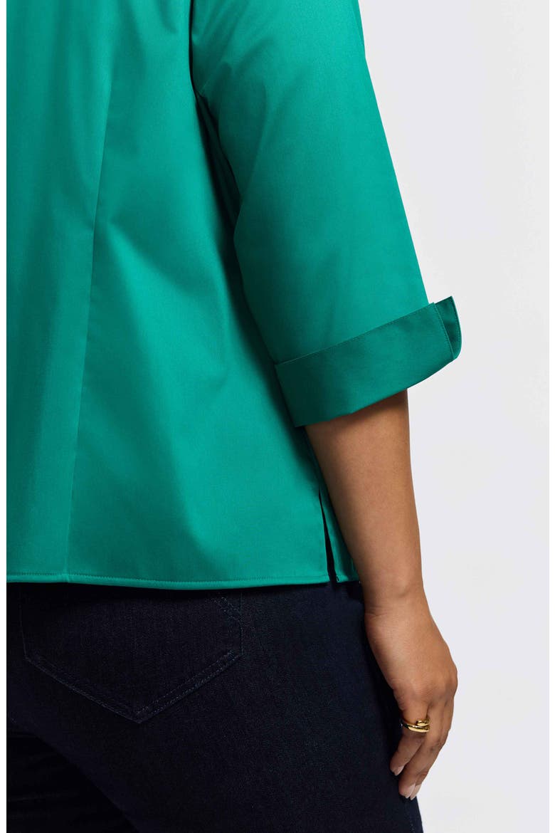 Edith Ruffle Button-Up Shirt, Alternate, color, EMERALD