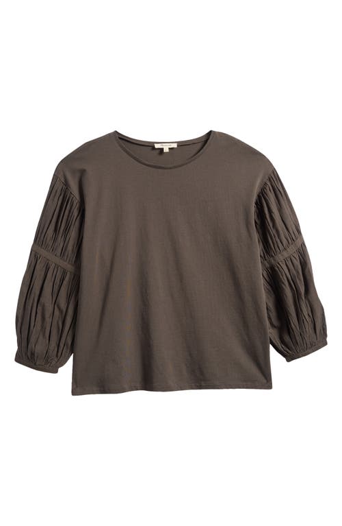 Madewell Puff-sleeve Drop-shoulder Knit Top In Dark Surplus