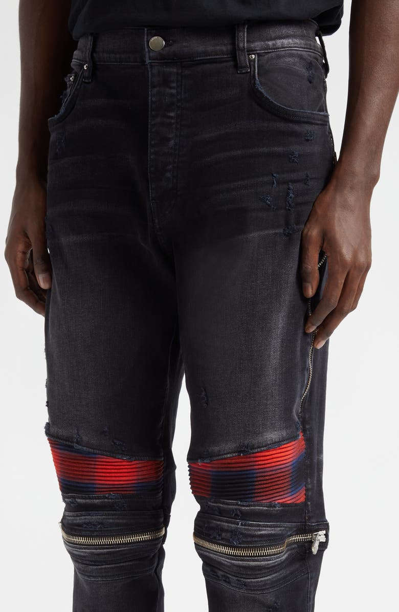 AMIRI MX2 Plaid Patch Skinny Jeans, Alternate, color, 