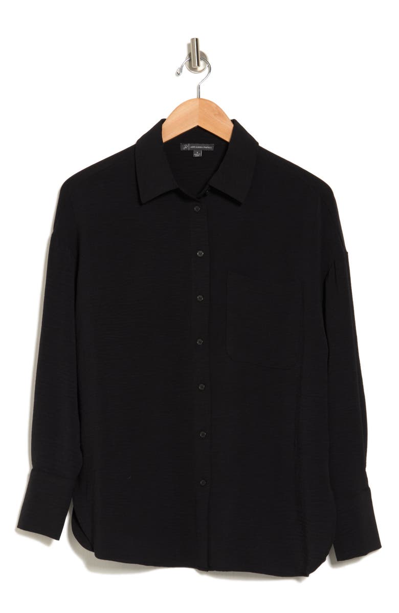 Adrianna Papell Classic Button-Up Tunic, Alternate, color, Black