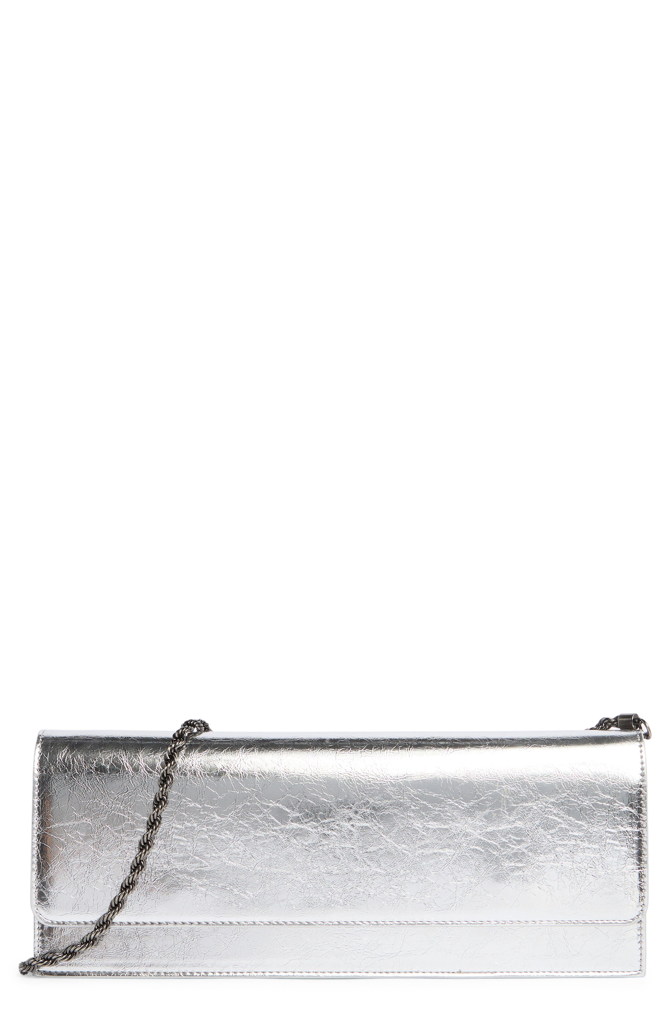 BCBG East/West Clutch, Main, color, Silver