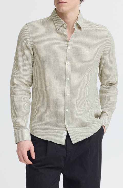 Striped Linen and Cotton Shirt