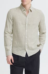 CASUAL FRIDAY Striped Linen and Cotton Shirt