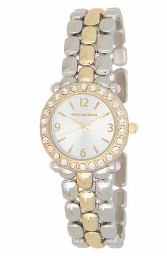 Two Tone Crystal Bezel Bracelet Watch