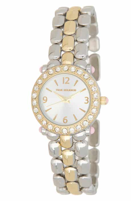 Two Tone Crystal Bezel Bracelet Watch