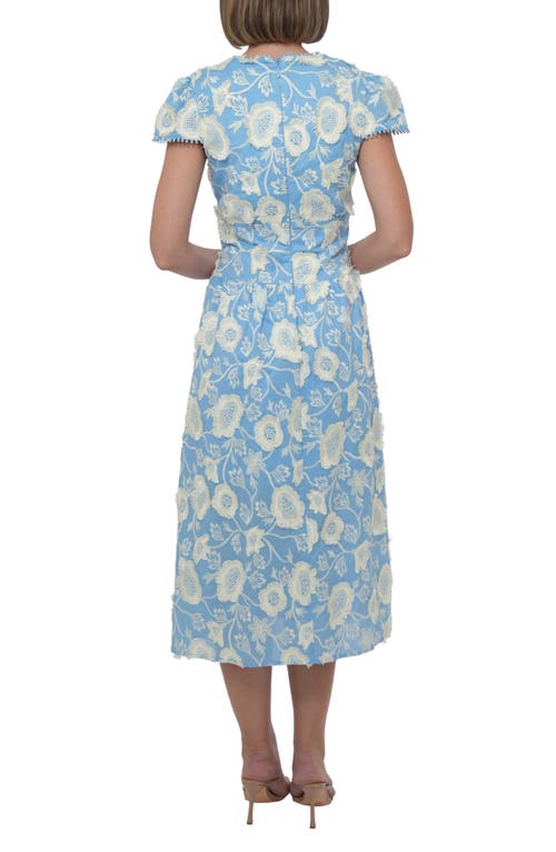 Adelyn Rae Nori 3d Embroidered Cotton Midi A-line Dress In Blue