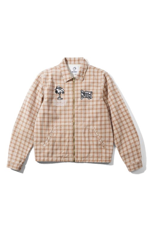 Butter Goods Peanuts® Snoopy Spike Cotton Jacket in Sandstone Plaid 