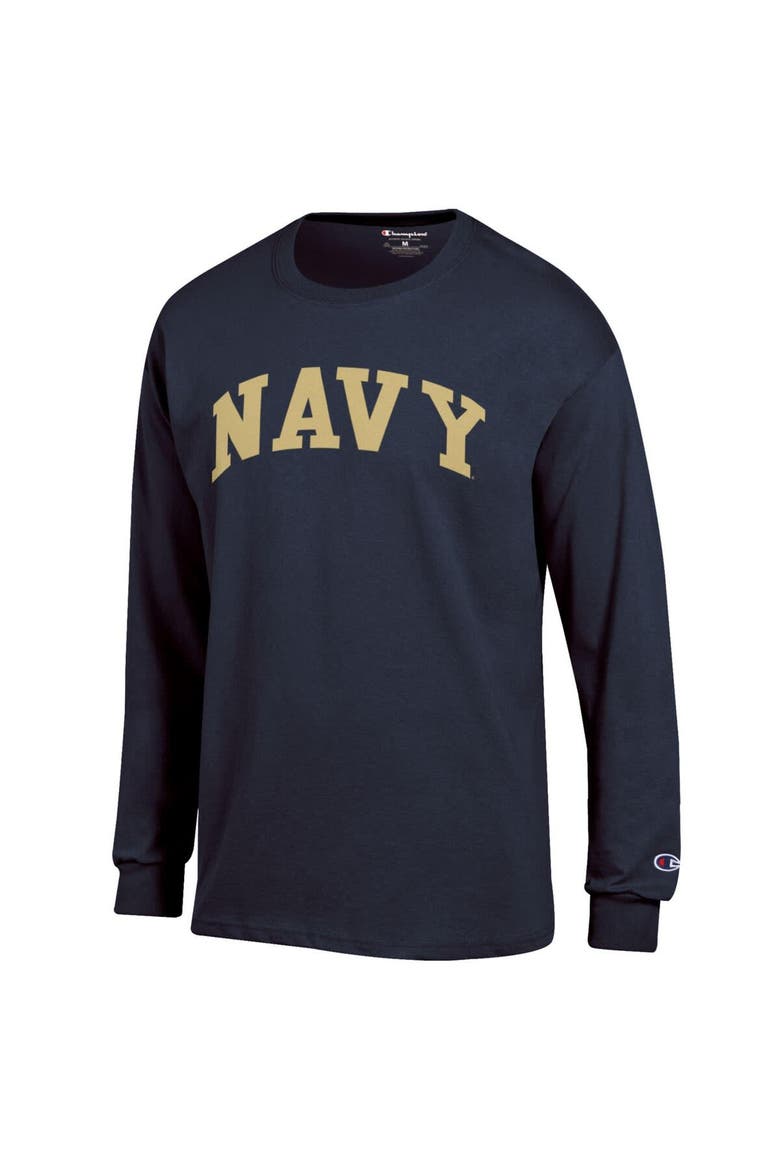 Men's Champion  Navy Navy Midshipmen Basic Arch Long Sleeve T-Shirt, Alternate, color, Navy
