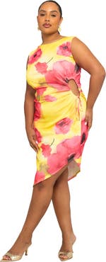FASHION-SZN CURVE Plus Size Floral Print Mesh Midi Dress
