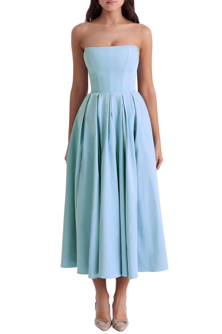 Audrey Strapless Fit & Flare Dress, Main, color, CINDERELLA BLUE