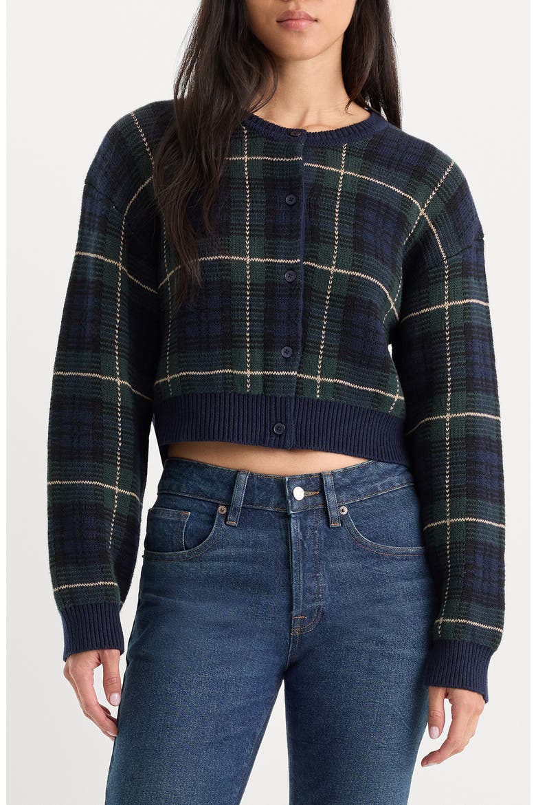 Plaid Jacquard Cardigan, Main, color, FOREST PLAID