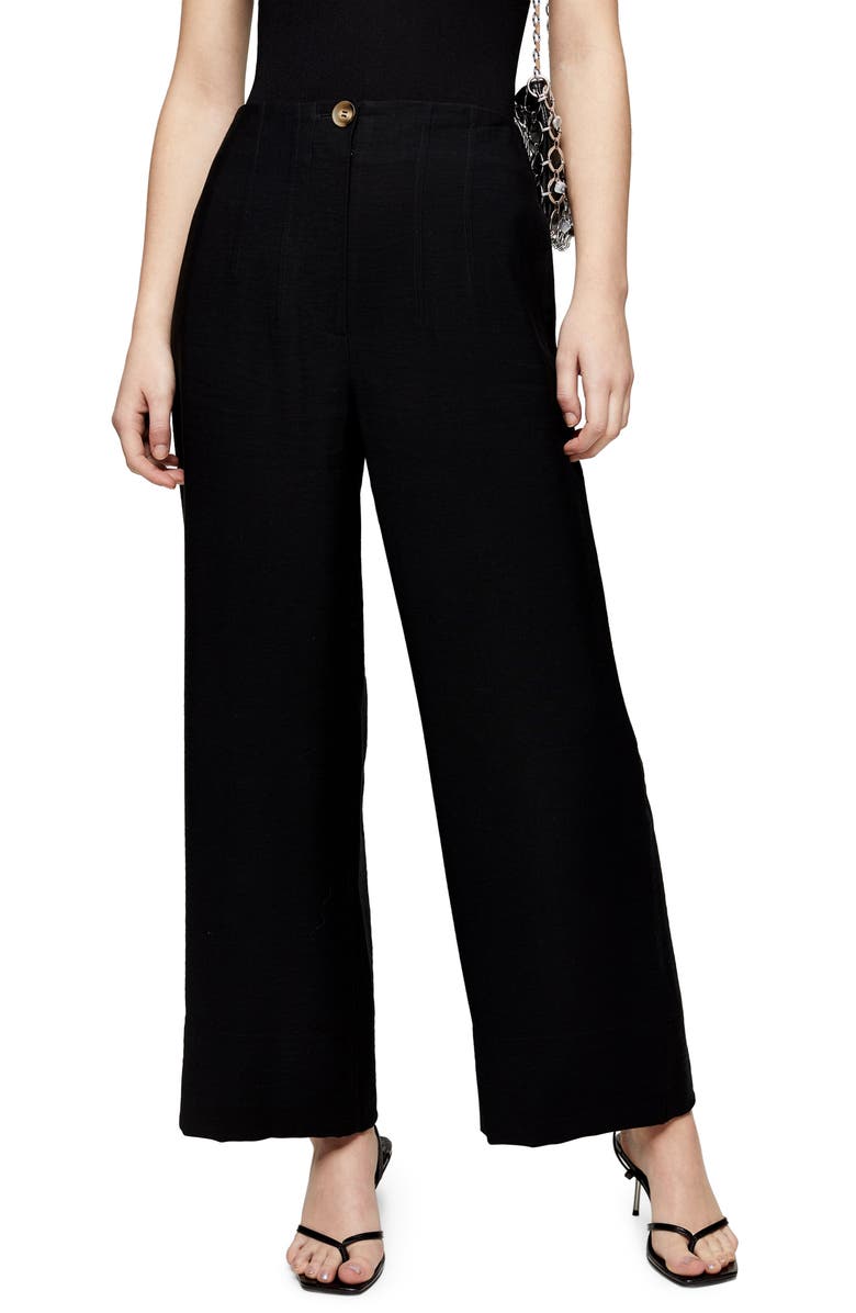 Topshop Aida Stitch Detail Wide Leg Trousers, Main, color,