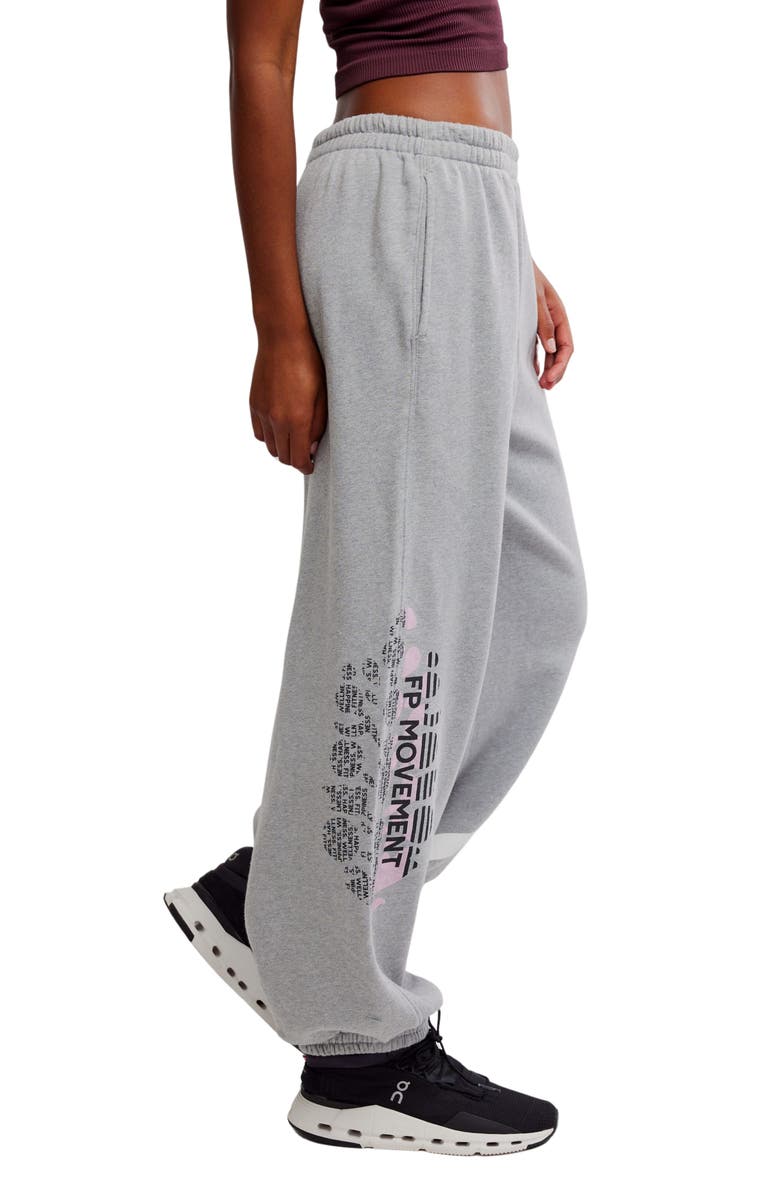 Free People FP Movement All Star Oversize Graphic Joggers, Alternate, color, Heather Grey/White
