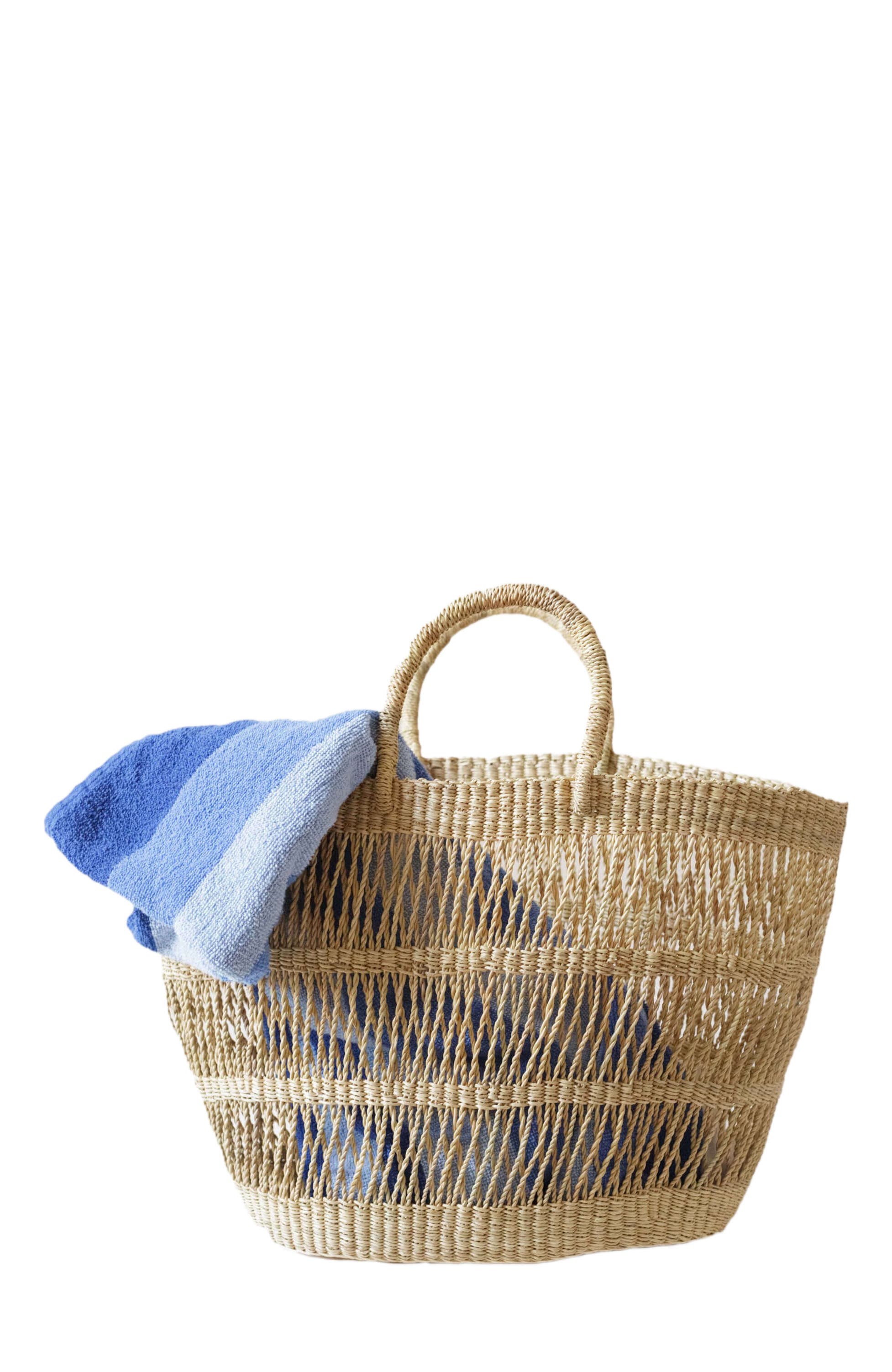 indego africa Large Open Weave Bolga Tote, Main, color, Natural