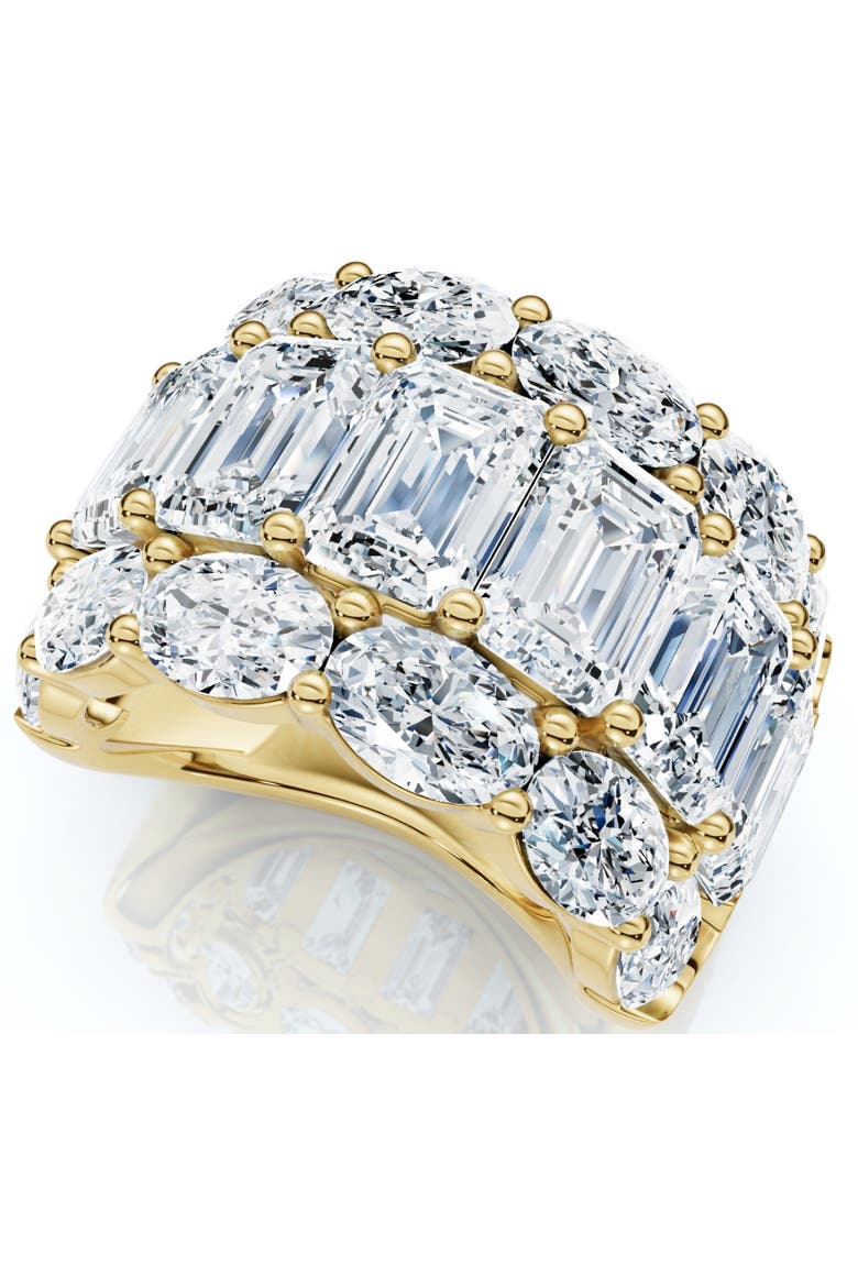 12.30Ct Diamond Wide Fashion Ring Emerald & Oval Cut Gold Lab Grown Band, Alternate, color, 10k Yellow Gold