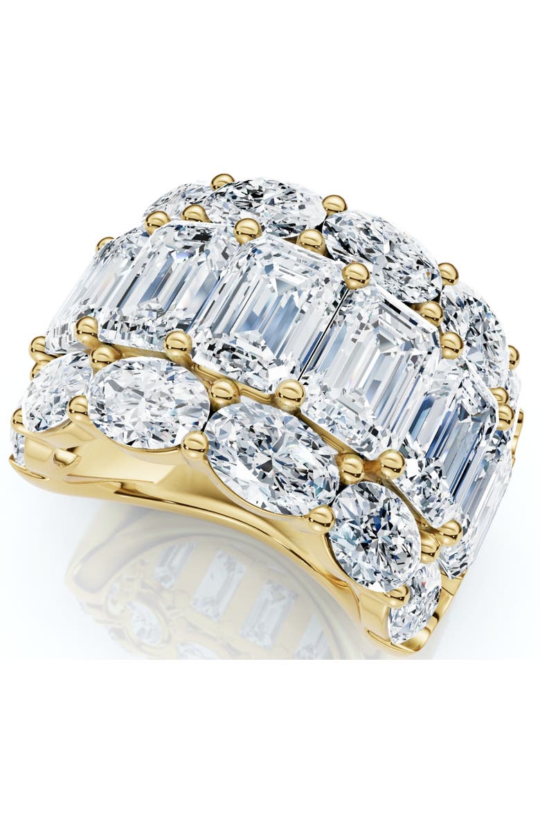 Bliss Diamond 12.30Ct Diamond Wide Fashion Ring Emerald & Oval Cut Gold Lab Grown Band, Main, color, 10K Yellow Gold