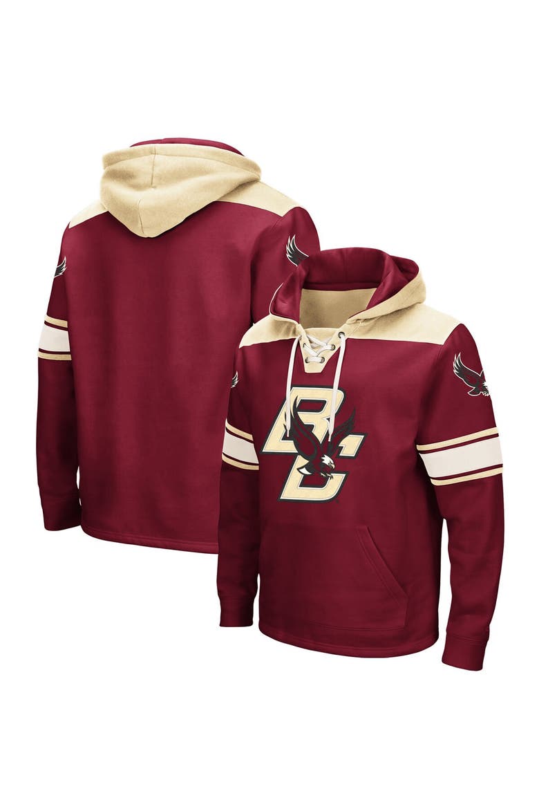 Men's Colosseum Maroon Boston College Eagles 2.0 Lace-Up Pullover Hoodie, Main, color, Maroon