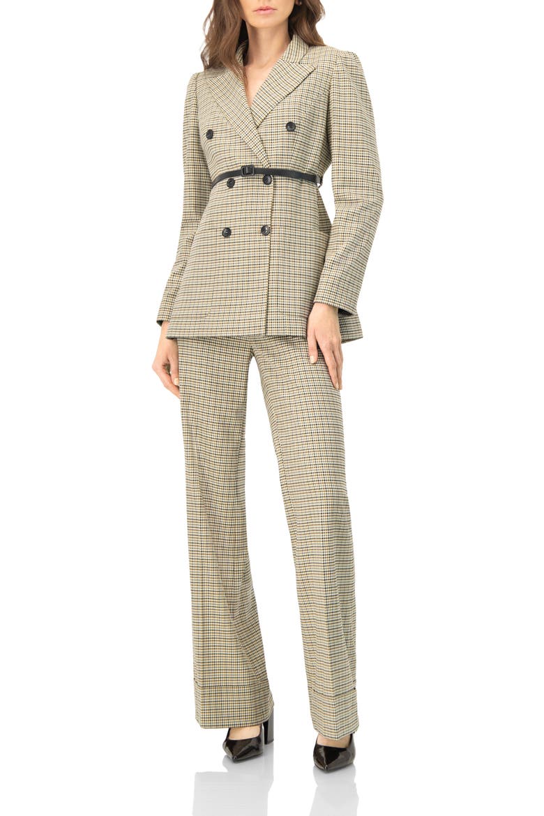 High-Waisted Semi-Flare Trousers, Alternate, color, Multicolor