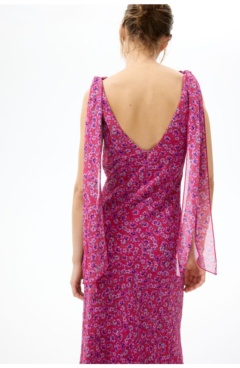 H&M Cowl-neck Tie-strap Dress, Alternate, color, Dark Pink/Floral