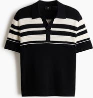 H&M Regular Fit Pointelle-knit Polo Shirt