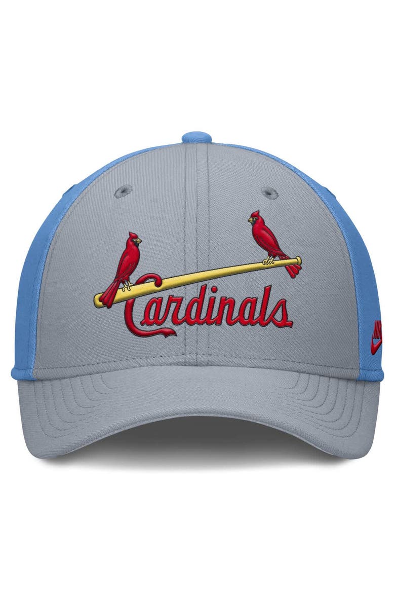 Nike Men's Nike Gray/Light Blue St. Louis Cardinals Rise Swoosh Performance Flex Hat, Alternate, color, Gray
