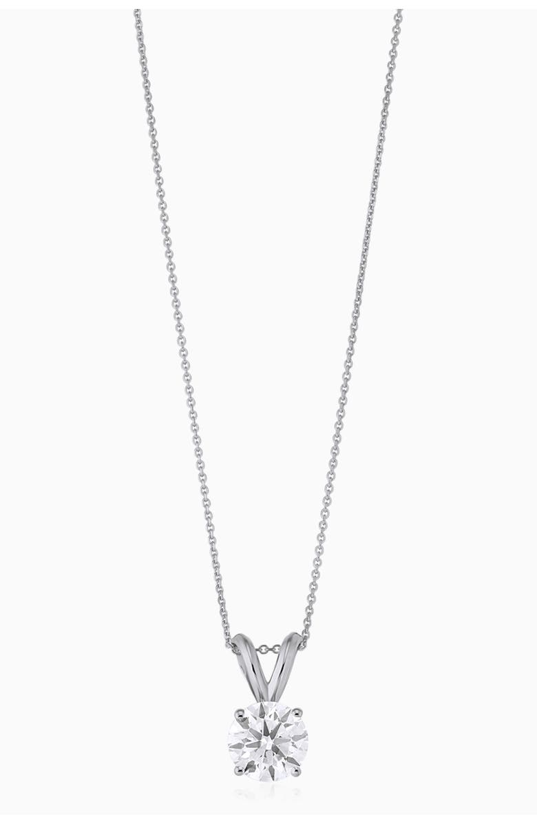 Oradina 14K Solid Gold Luminous 1.5 Carat Lab Diamond Solitaire Necklace, Main, color, White Gold, Lab Diamonds