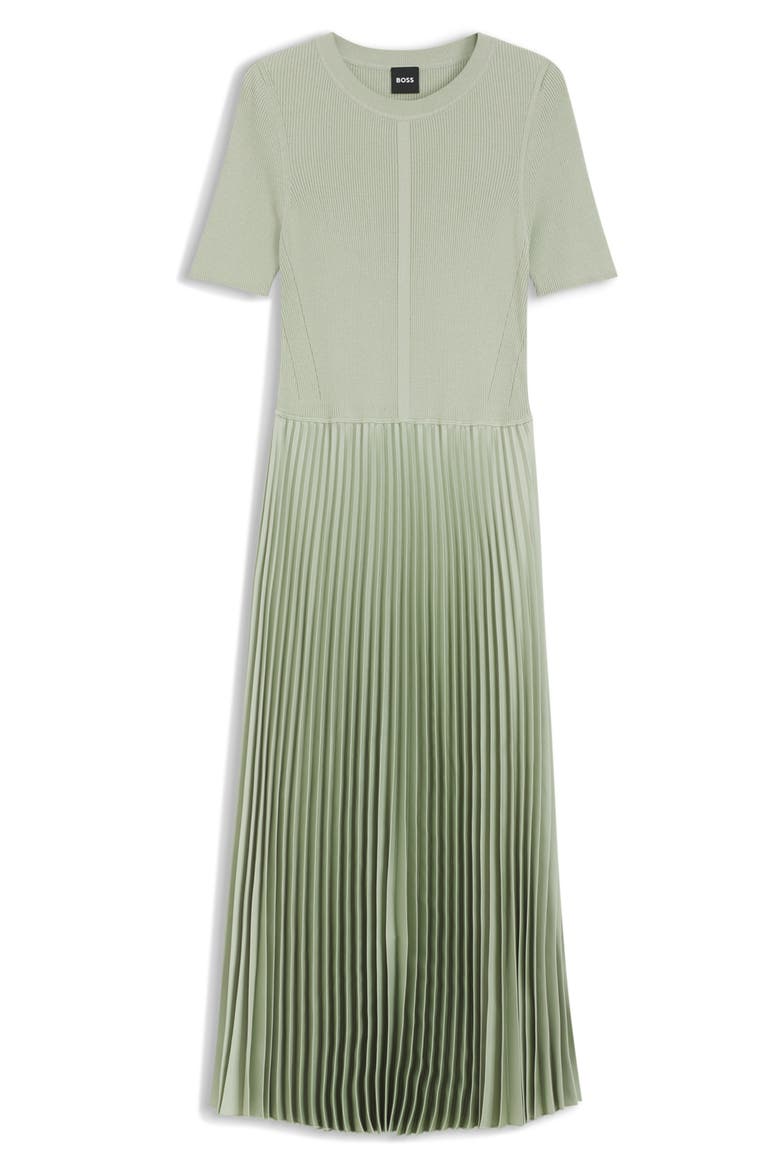 Fadridi Short Sleeve Pleated Midi Dress, Alternate, color, DESERT SAGE