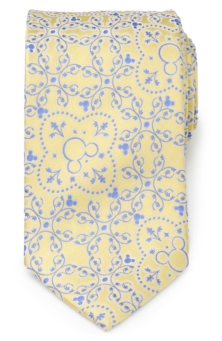 Cufflinks, Inc. x Disney Mickey Floral Silk Tie, Main, color, Yellow