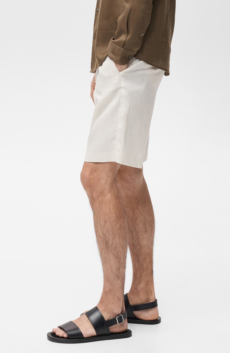 MANGO Slim Fit Flat Front Linen Bermuda Chino Shorts, Alternate, color, Off White