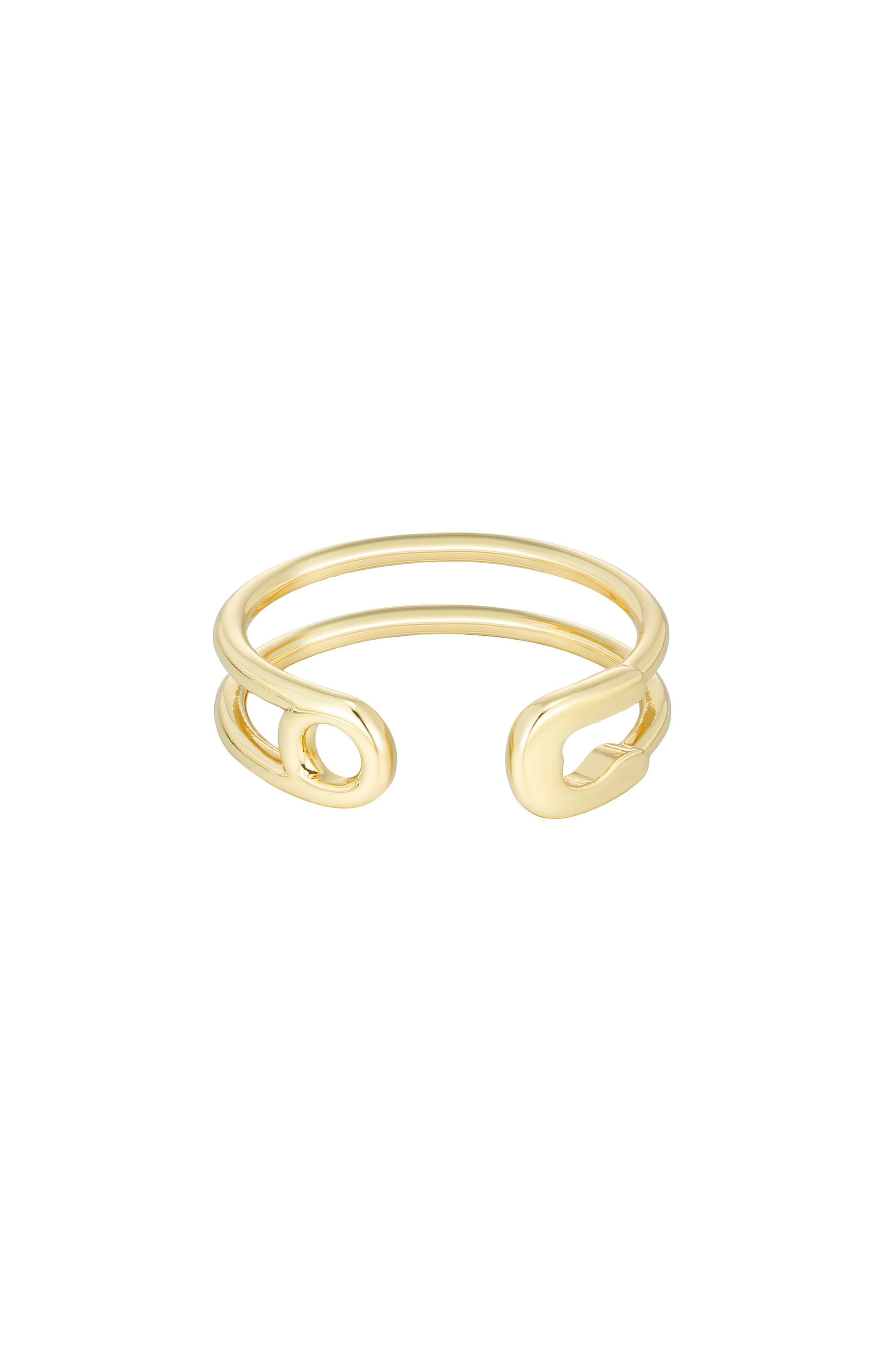 Adornia 14K Gold Plated Safety Pin Open Band Ring
