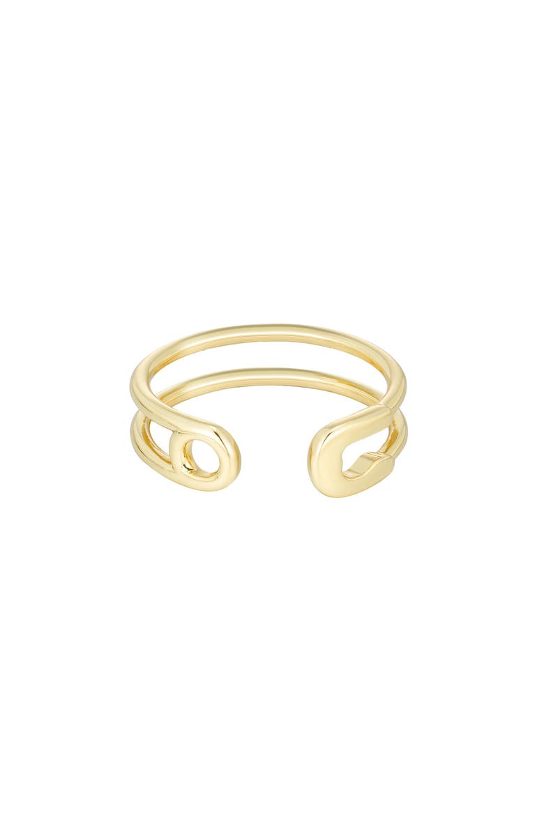 Adornia 14K Gold Plated Safety Pin Open Band Ring, Main, color, Gold